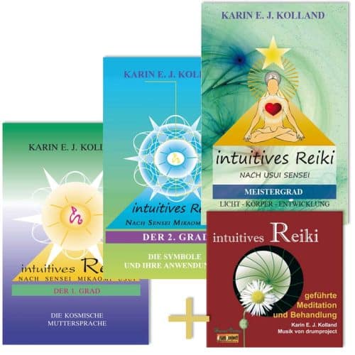 Intuitives Reiki lernen mit den 3 Büchern und der geführten Reiki Meditations CD von Karin Kolland